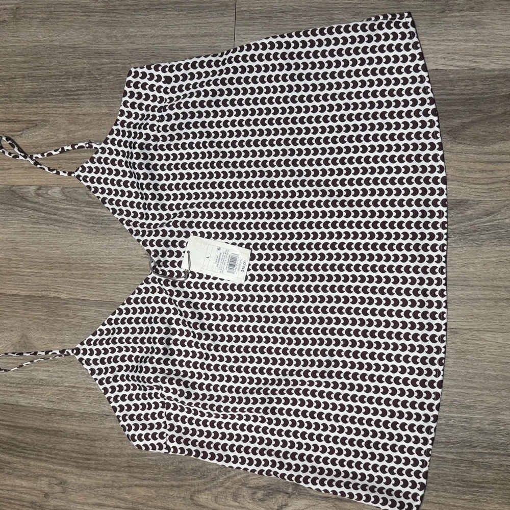 Patterned Tank Top dark brown and white